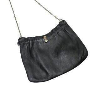 Andé 1980s Vintage Black Leather Retro Crossbody Bag